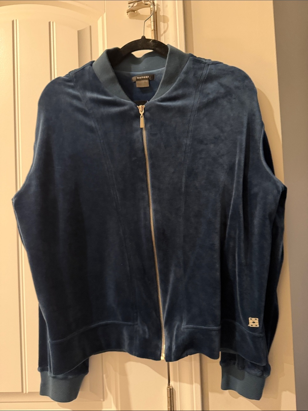 Natori Velour Velvet Bomber Zip Up Jacket Medium